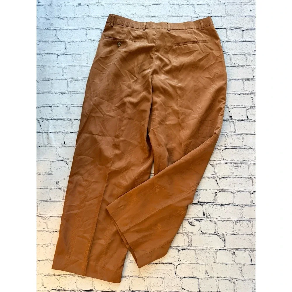 Vintage Virgola Uomo Cognac Camel Lightly Pleated Cropped Pants 36